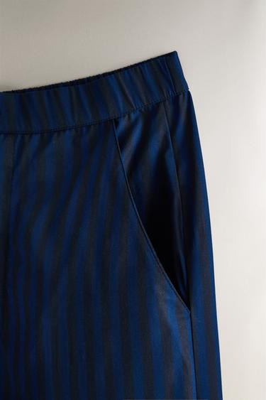 PANTALON LONG RAYÉ - Bleu de Zara - Image 3