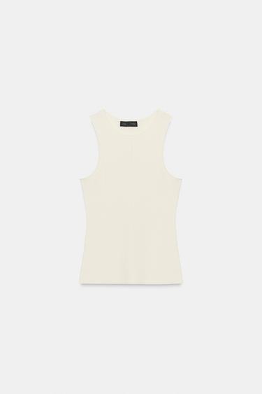 TOP PUNTO COSTURA CENTRAL - Crudo de Zara