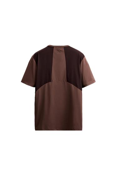 Zara COLOR BLOCK TRAINING T-SHIRT - Burgundy