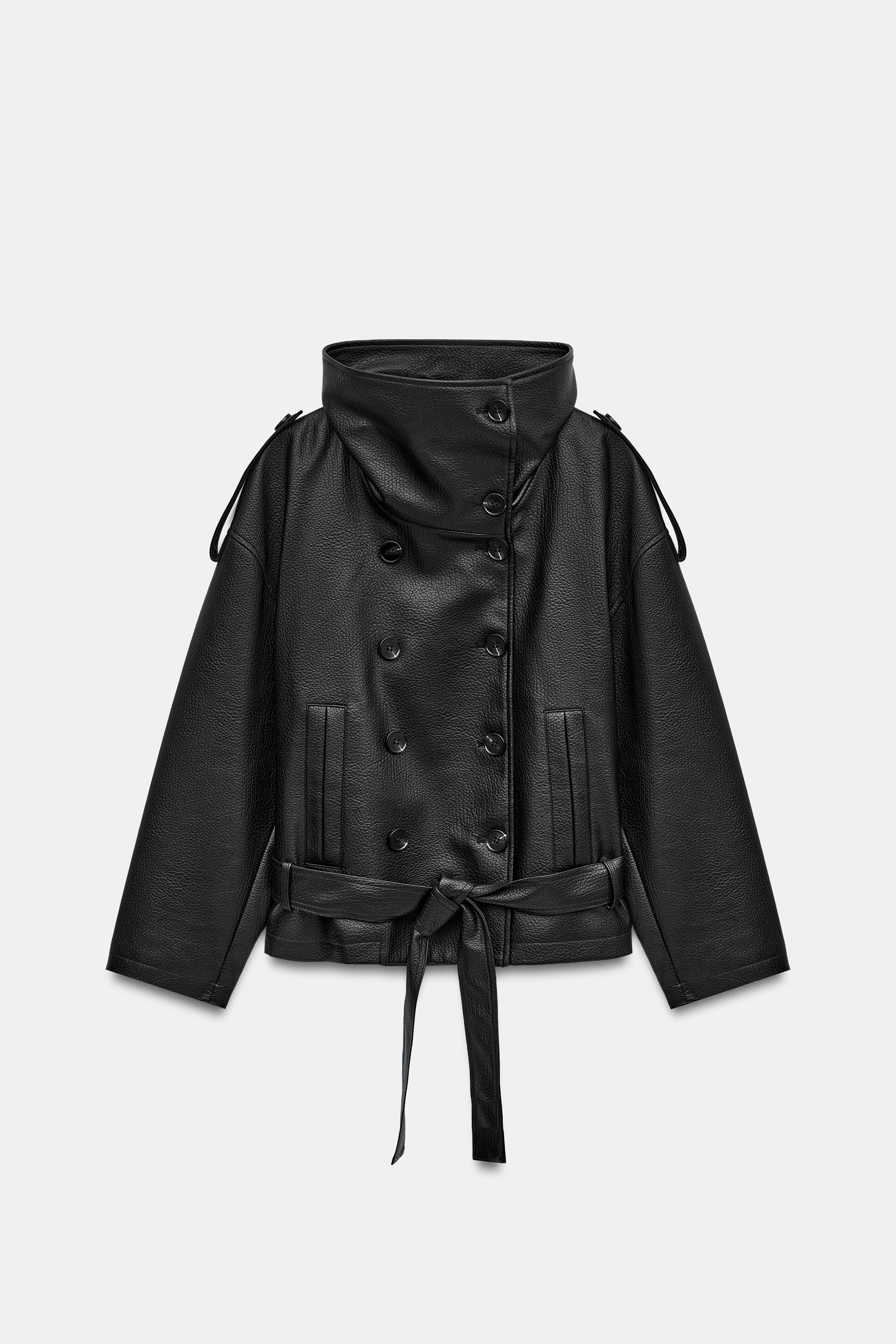 BLOUSON EN MATIÈRE SYNTHÈTIQUE AVEC CEINTURE