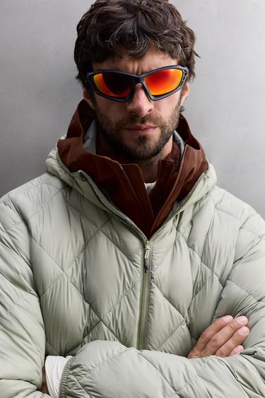 HOODED 100% FEATHER DOWN PUFFER JACKET - Light green by Zara - Image 4