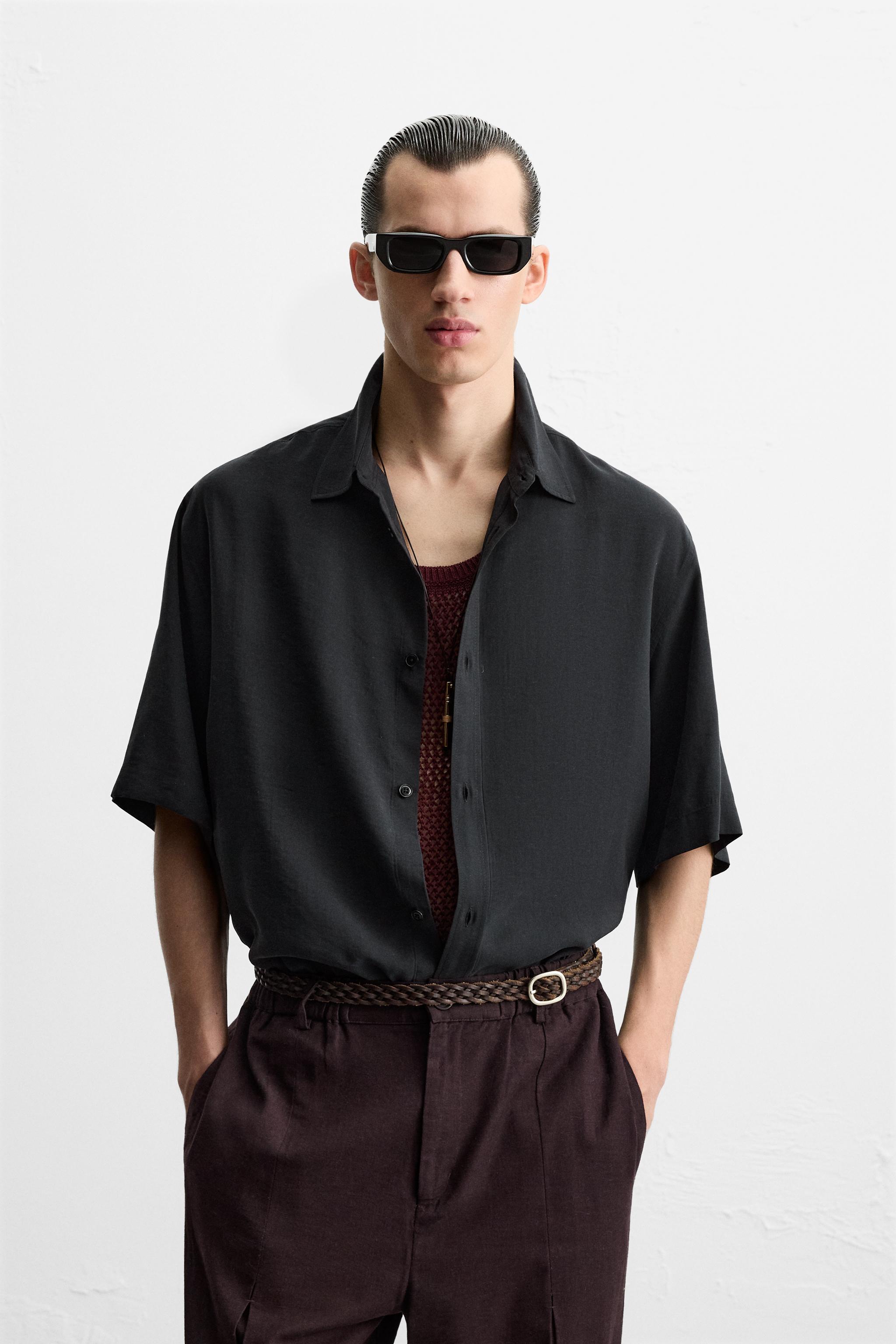 フルイドリラックスフィットシャツ - ブラック | ZARA Japan / 日本