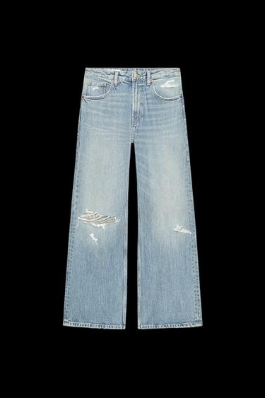 TRF-BOYFRIEND-JEANS MIT RISSEN UND MITTELHOHEM BUND - Blau von Zara