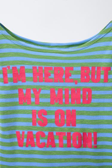 STRIPED SLOGAN T-SHIRT - Green by Zara - Image 2
