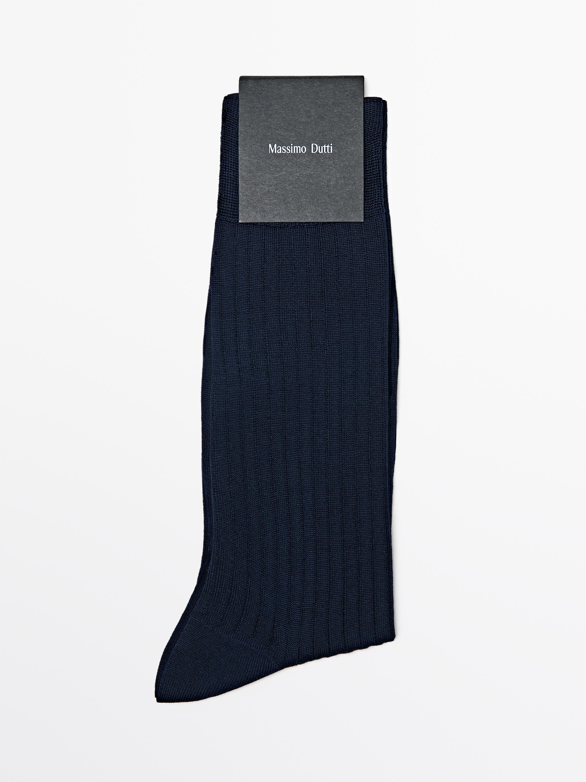 Ribbed smart socks — Navy blue