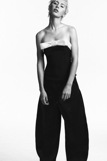 CONTRAST BOW BANDEAU TOP - Black by Zara