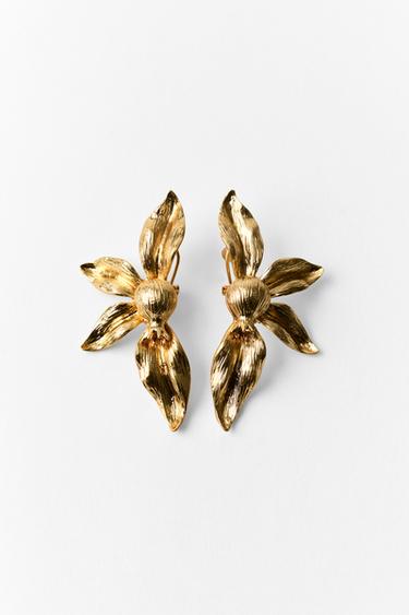 Zara FAN FLOWER EARRINGS - Golden