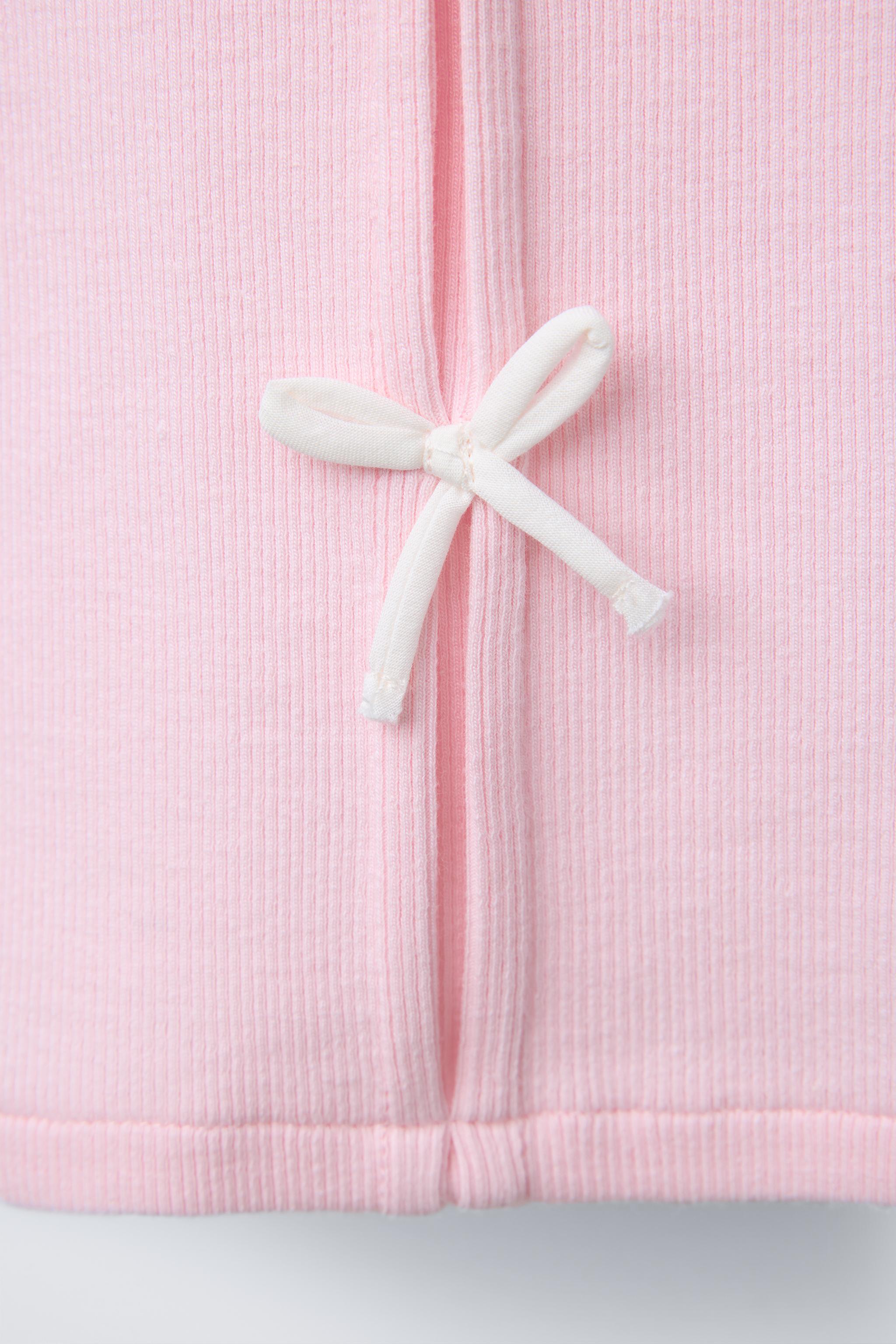 RIBBED T-SHIRT WITH BOWS - Ecru | ZARA United States