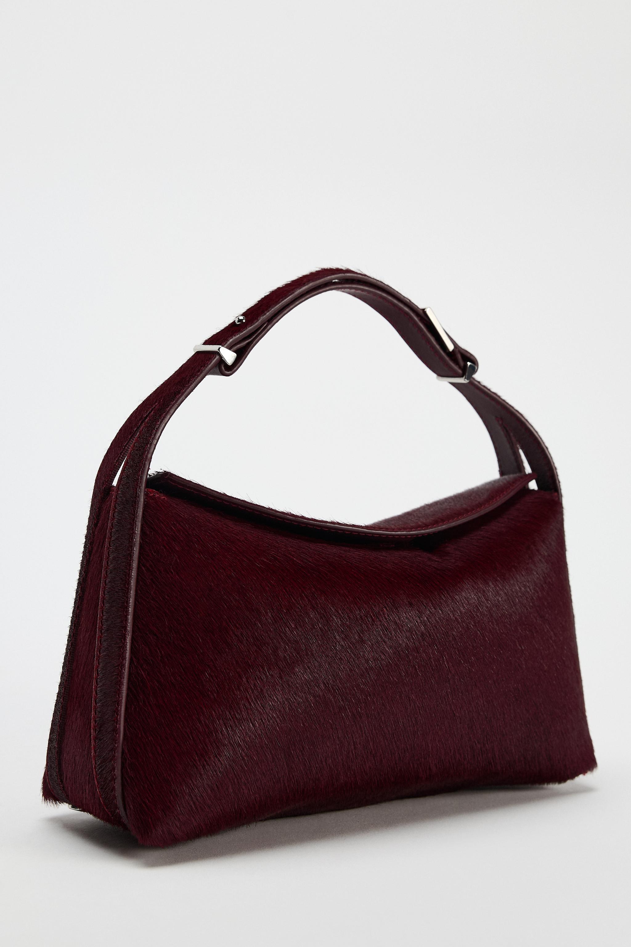 LEATHER HANDBAG Burgundy Red ZARA United Kingdom