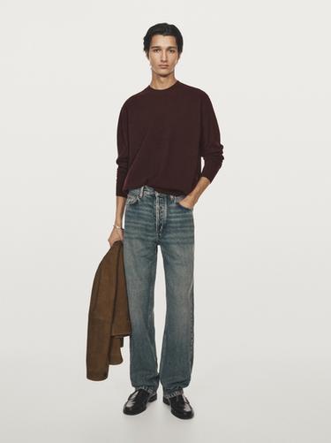 Zara Wool blend crew neck sweater - Burgundy