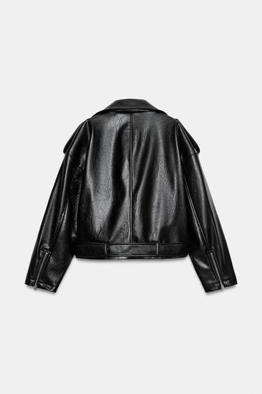BLOUSON DE MOTARD EN MATIÈRE SYNTHÉTIQUE - Noir de Zara - Image 7