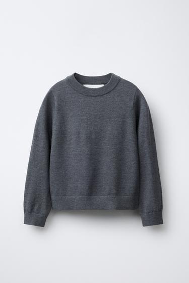 סוודר סריג חלק - אפור פחם של Zara