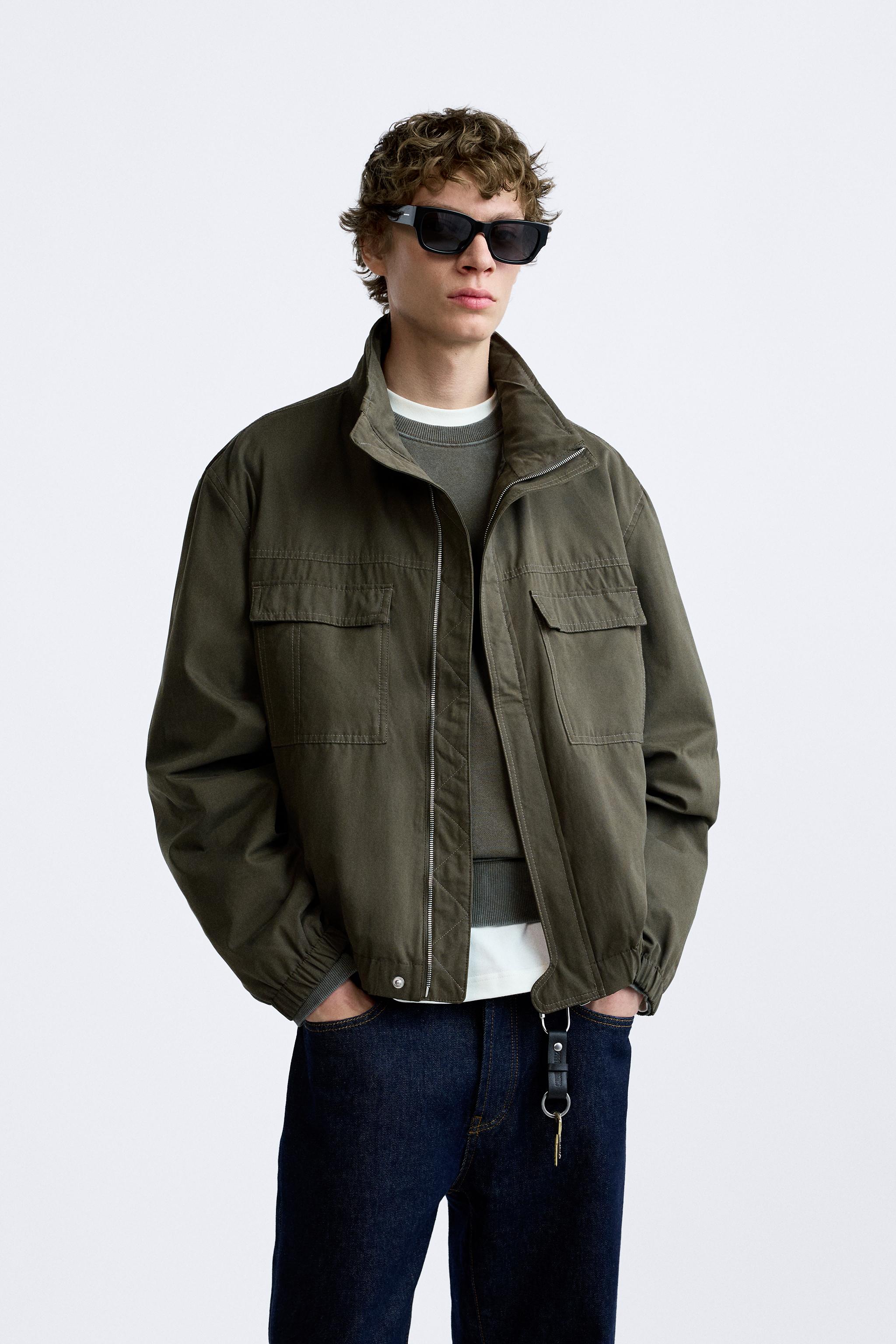 Khaki best sale jacket zara