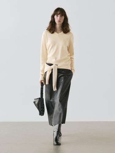 Zara V-neck knit sweater - Yellow