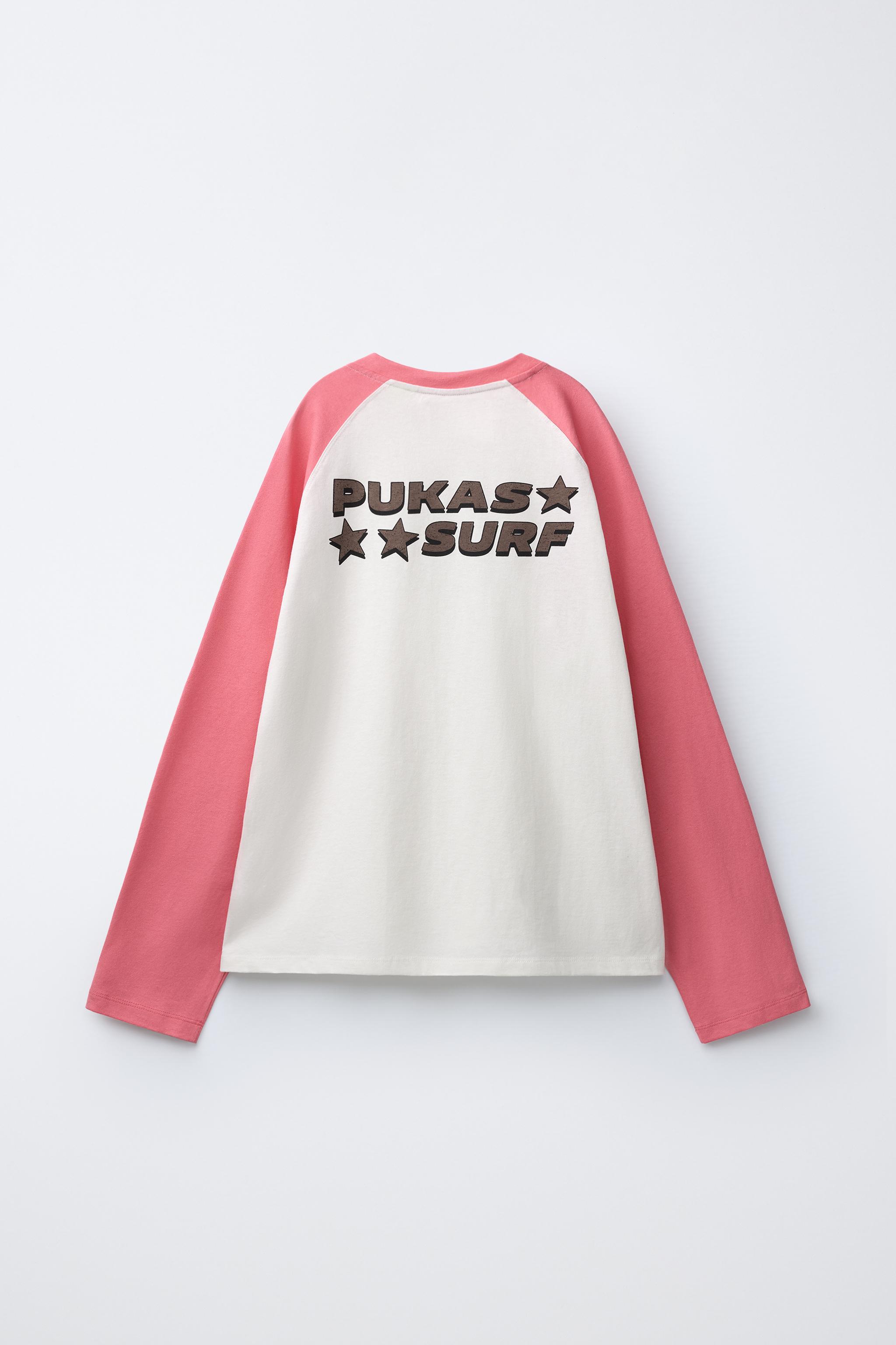 PUKAS SURF RAGLAN SLEEVE T-SHIRT - Pink / White | ZARA United States