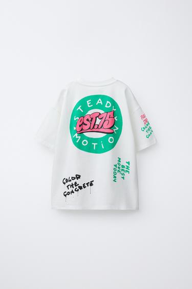 T-SHIRT IMPRIMÉ GRAFFITI - Blanc de Zara - Image 1