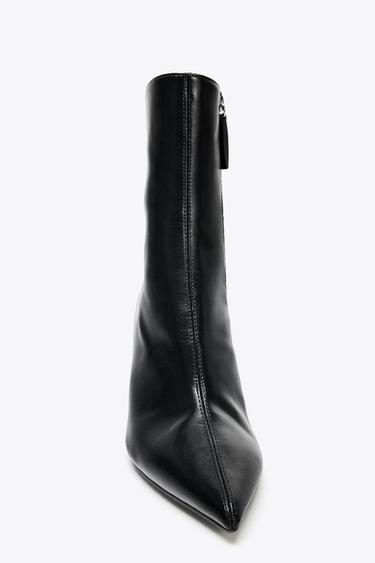 CRACKLED-EFFECT HIGH-HEEL ANKLE BOOTS - Black by Zara - Image 4