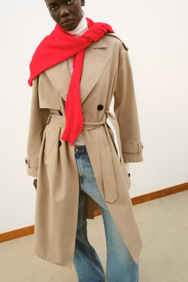 TRENCH LONG À CEINTURE - Marron clair de Zara - Image 5