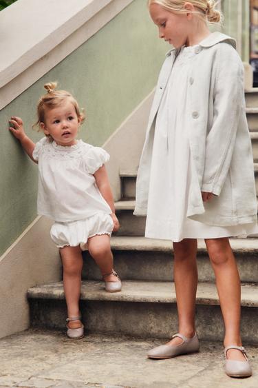 1 MONTH - 3 YEARS/ LIMITED EDITION SHIRT AND BLOOMERS SET WITH EMBROIDERED FLOWERS - White by Zara