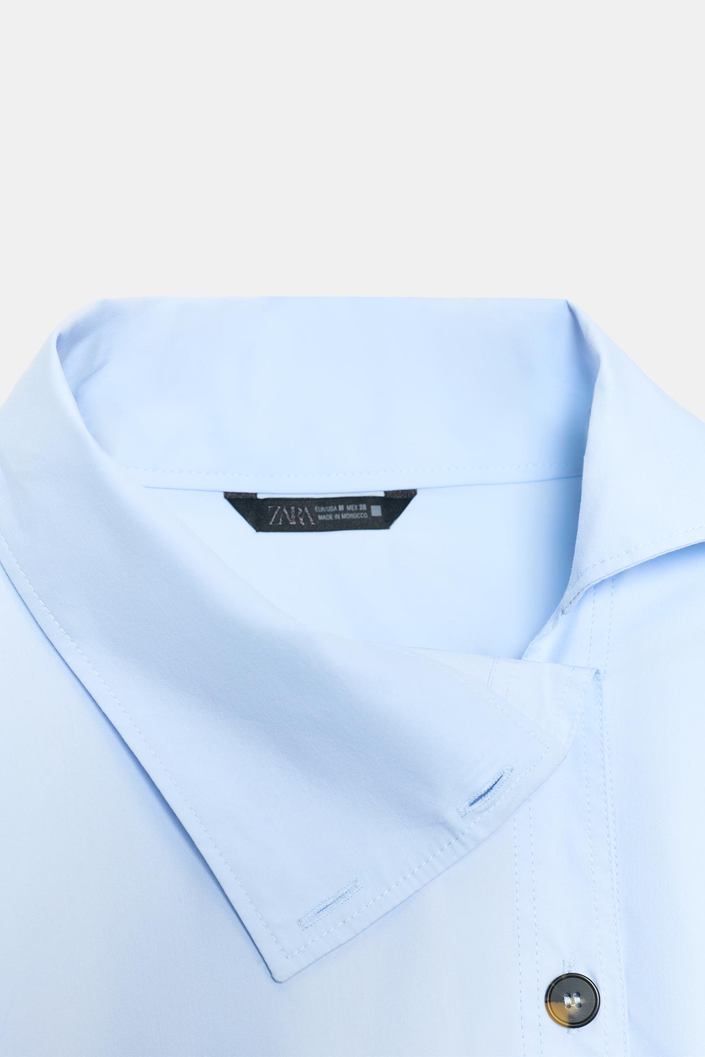 Женская рубашка Zara High-Neck Poplin, цвет: Светлый синий — фото 9
