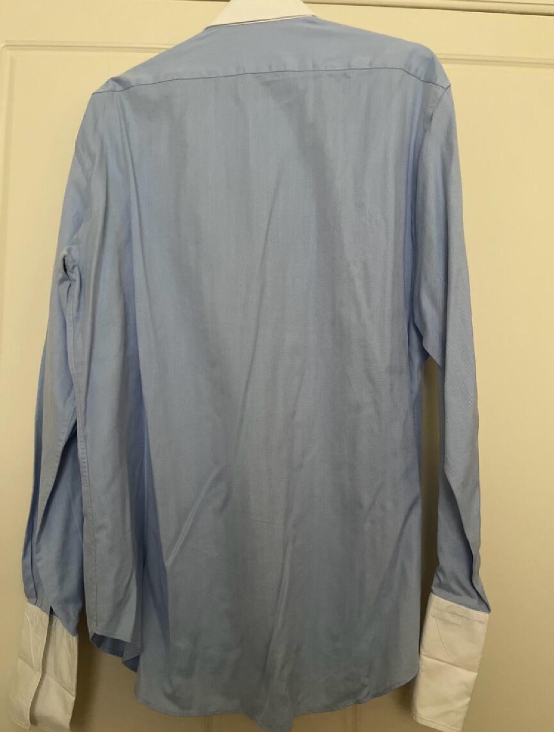 ZARA MAN FLIP CUFF DRESS SHIRT LIGHT BLUE W/ WHITE CONTRAST - Image 5