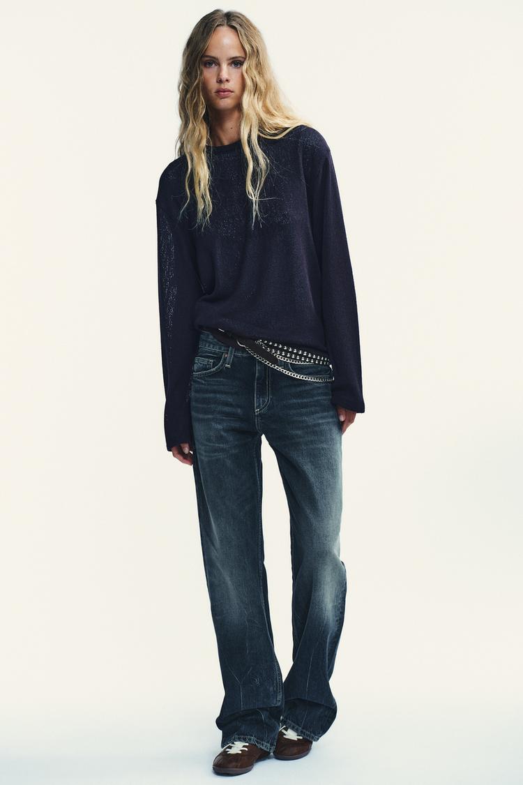 TRF LOW RISE WIDE LEG JEANS Midnight blue ZARA Canada