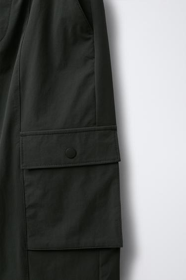 TECHNICAL WIDE LEG CARGO TROUSERS - Dark khaki by Zara - Image 2