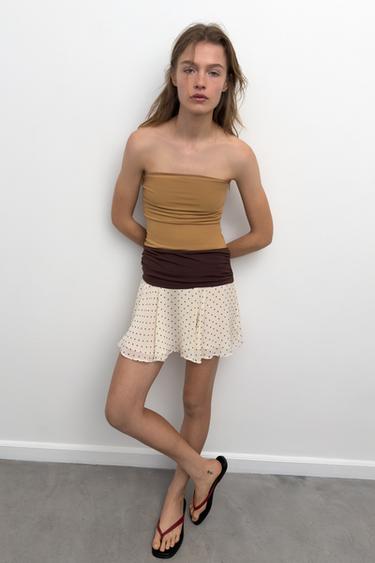 VESTIDO COMBINADO LUNARES - Caramelo de Zara