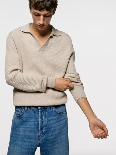 Jersey polo punto algodón - Crudo de Zara