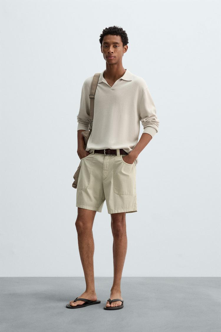 WASHED COTTON BERMUDA SHORTS Light beige ZARA India