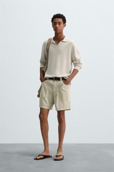 WASHED COTTON BERMUDA SHORTS - Light beige by Zara