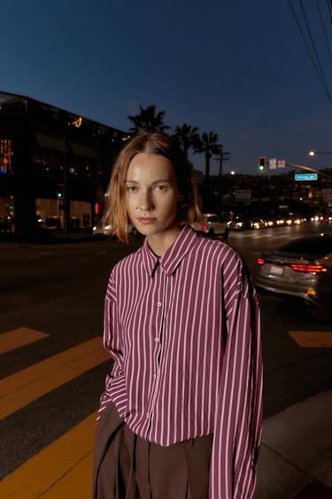 قميص بوبلين مخطط OVERSIZE - مارسالا الخاص بـ Zara