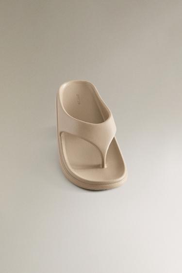 SANDALES PLATES CAOUTCHOUC - Vert de Zara - Image 4