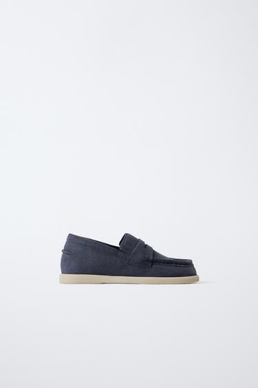 MOCASÍN ANTEFACE PEL - Azul de Zara - Imaxe 0