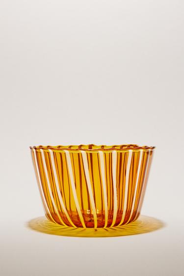 STRIPED BOROSILICATE BOWL - Orange by Zara