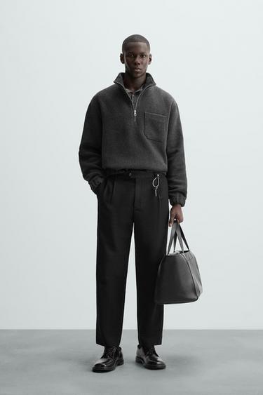 Zara QUARTER ZIP FLEECE SWEATSHIRT - Anthracite Gray - Image 0
