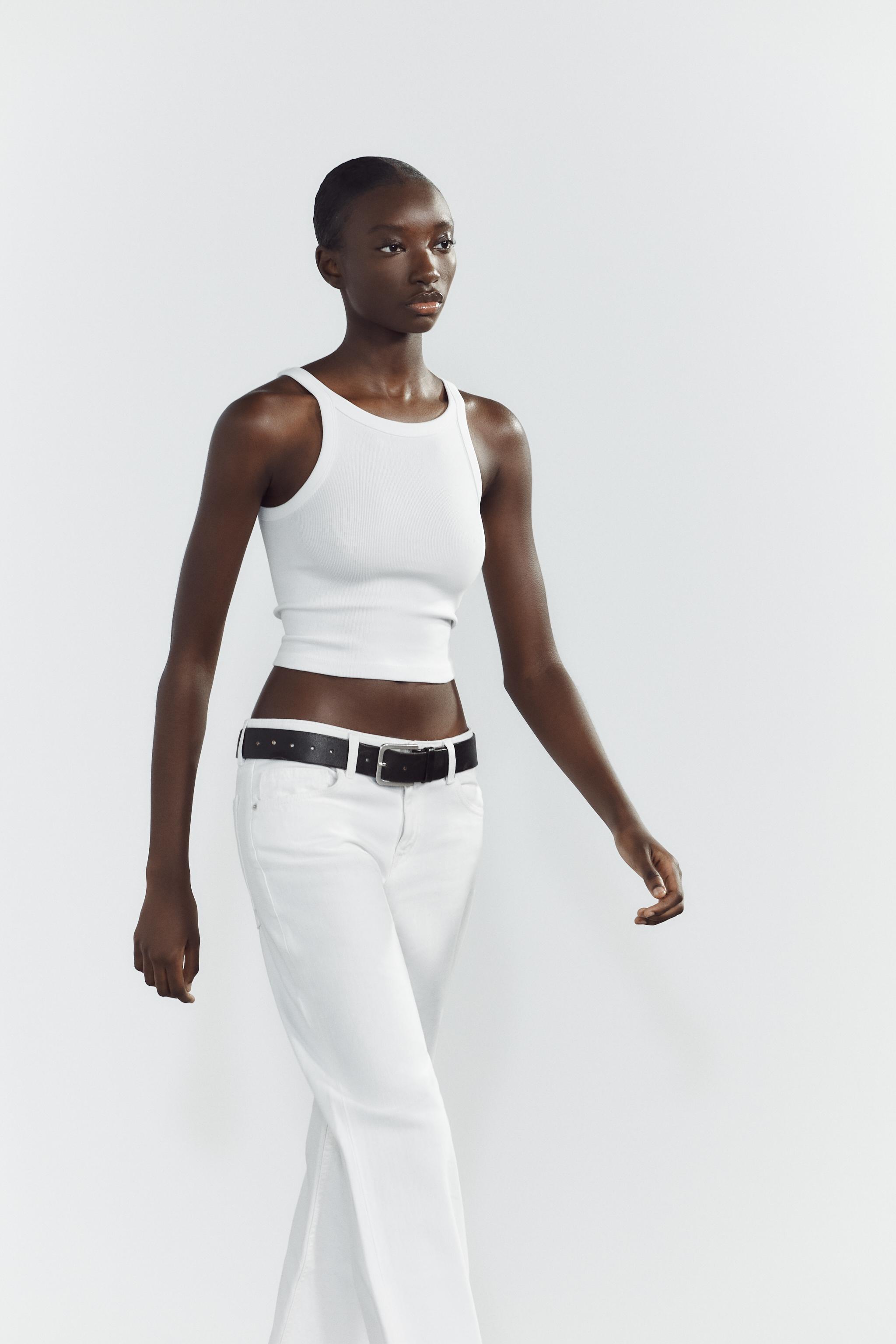 トップス sora TOP CROPPED COM NERVURAS - Branco | ZARA Brasil