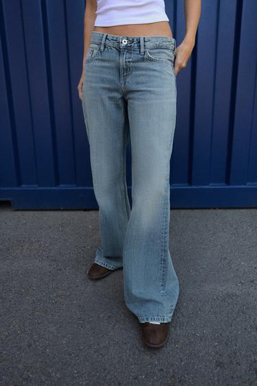 JEANS TRF FLARE بخصر منخفض - أزرق by Zara