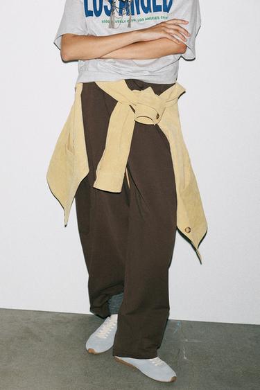 CONTRAST LEATHER TRAINERS - Light Blue by Zara - Image 1