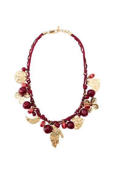 Zara TRIPLE CORD CHARM NECKLACE - Red - Image 0