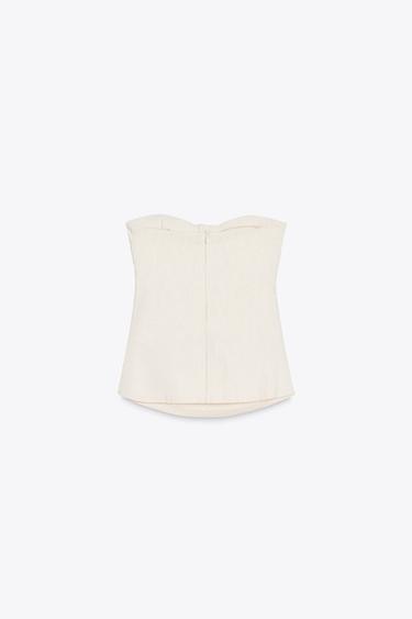 SWEETHEART NECKLINE BUSTIER TOP - Ecru / Marl by Zara - Image 4