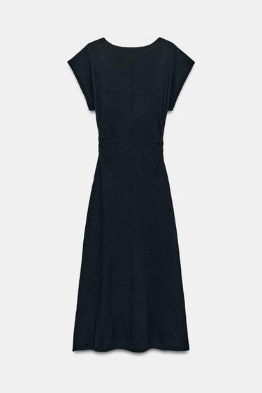 ROBE LONGUE EN MAILLE À FRONCES LATÉRALES - Bleu marine de Zara - Image 7