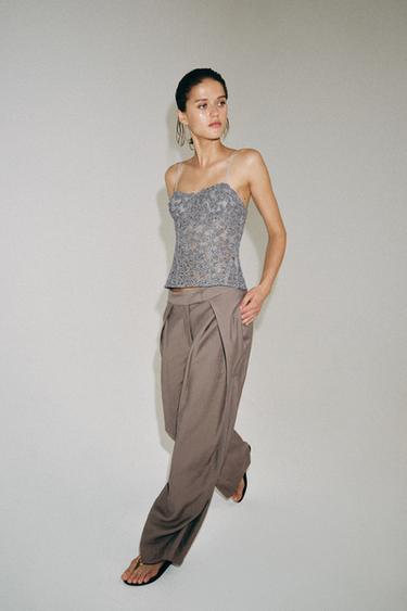 ZW COLLECTION SHIMMER TOP - Blue / Grey by Zara - Image 4