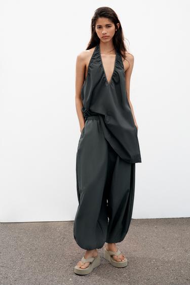 PANTALÓN NYLON BOMBACHO - Gris oscuro de Zara