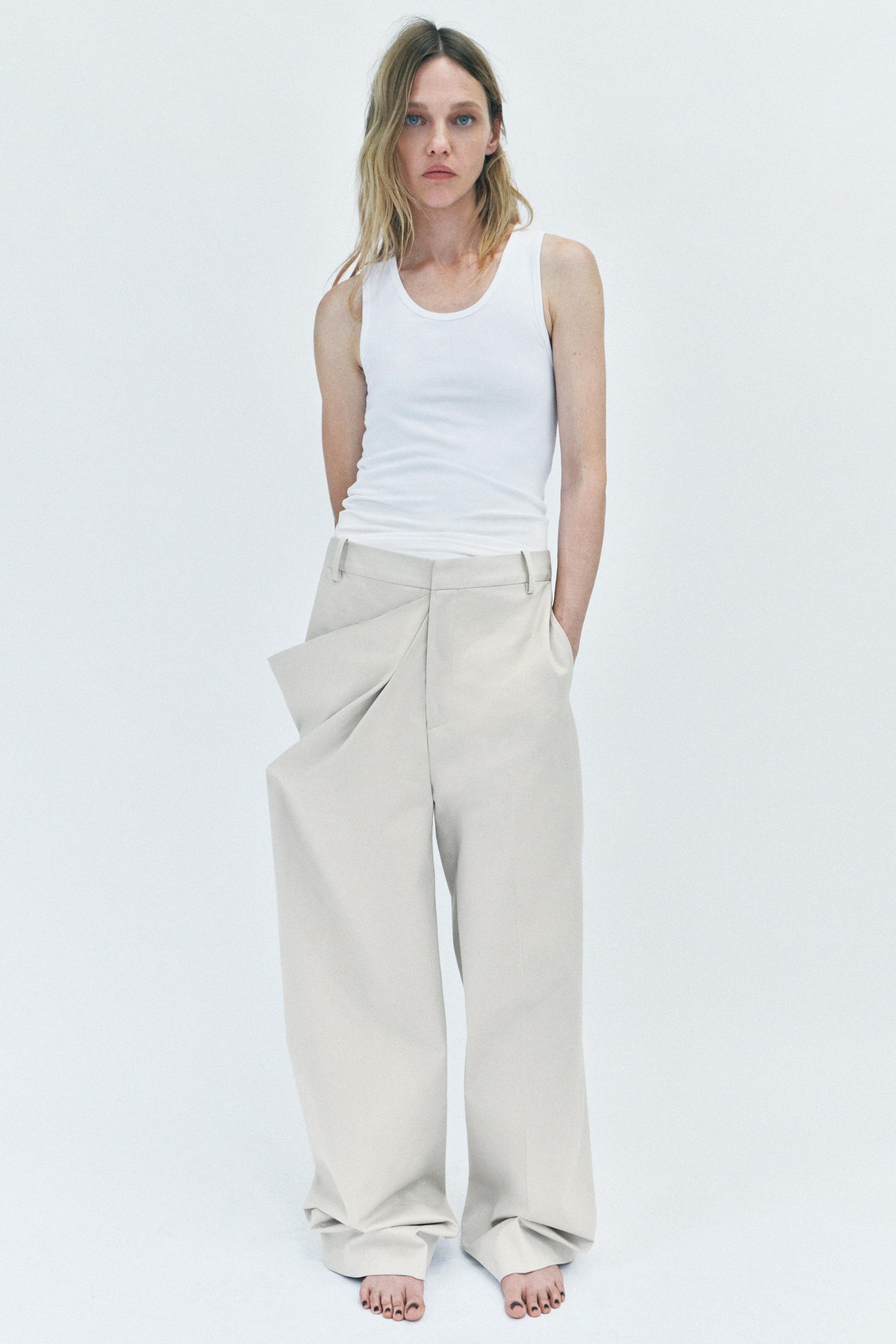 PLEATED PANTS ZW COLLECTION - Beige / Green | ZARA United States