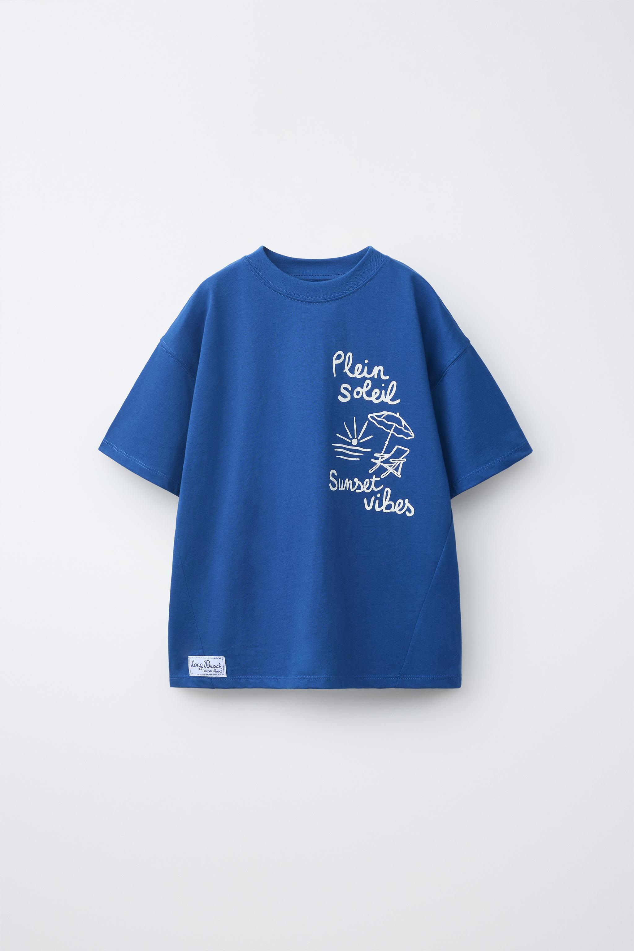 BEACH UMBRELLA PRINT T-SHIRT - Blue | ZARA United States