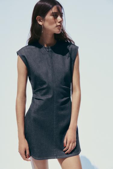 DRAPED TRF DENIM MINI DRESS - Navy blue by Zara - Image 2