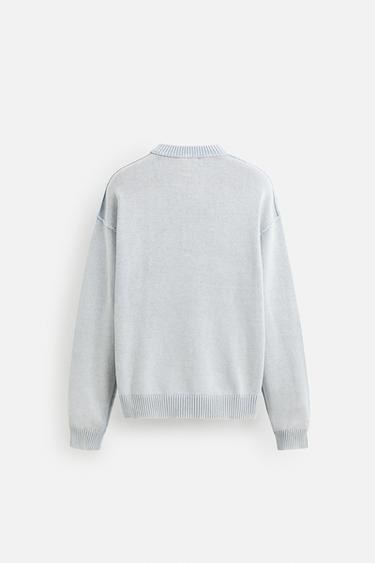 WASHED REVERSE EFFECT SWEATER - Sky blue by Zara - Image 7