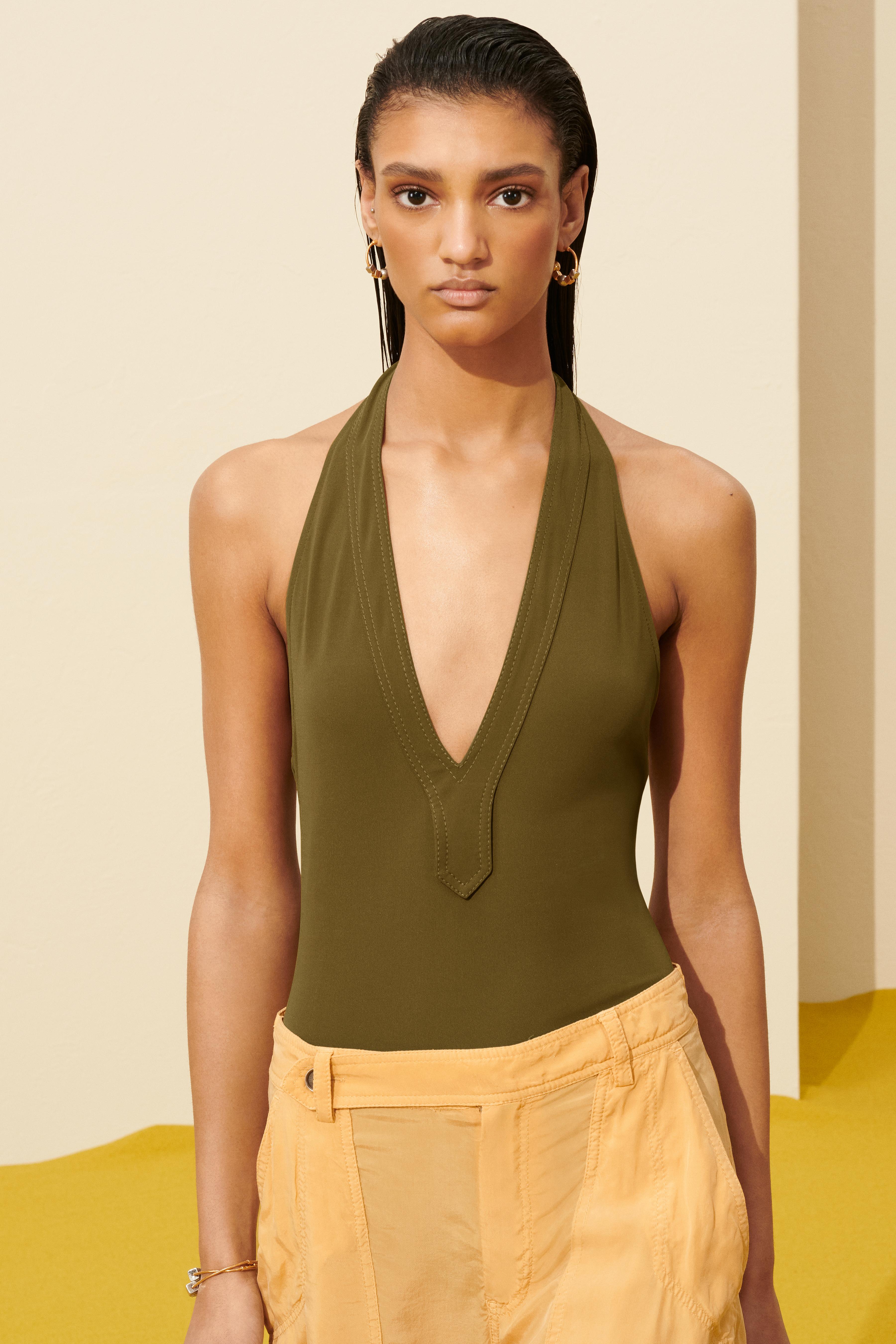 green leather bodysuit zara