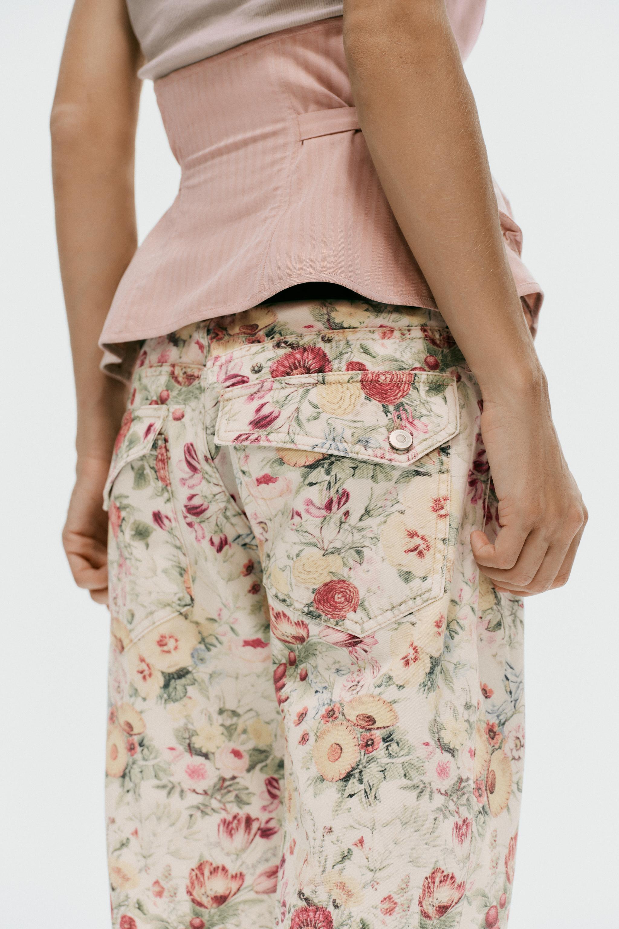 TRF FLORAL PRINT STRAIGHT JEANS